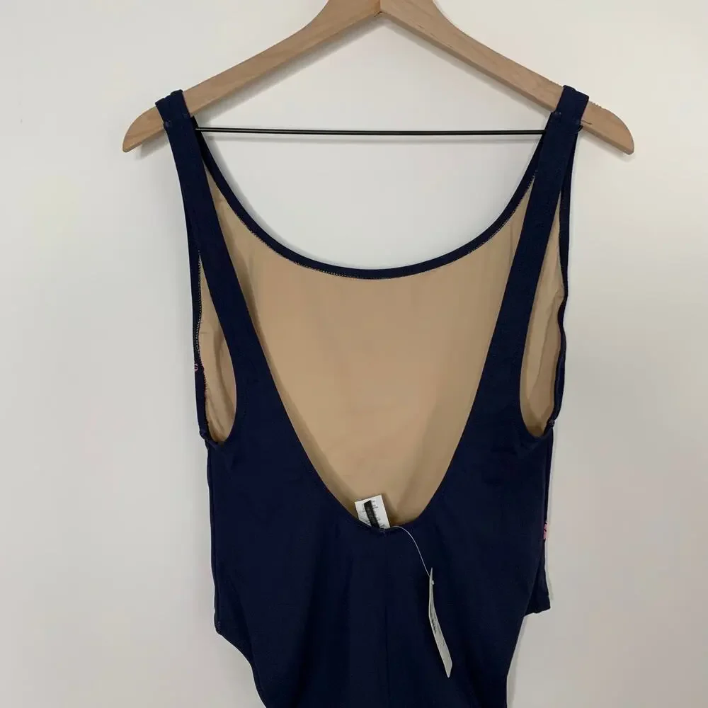 J.Crew Tigers Scoop Back Swimsuit Blue Womens size 12 New